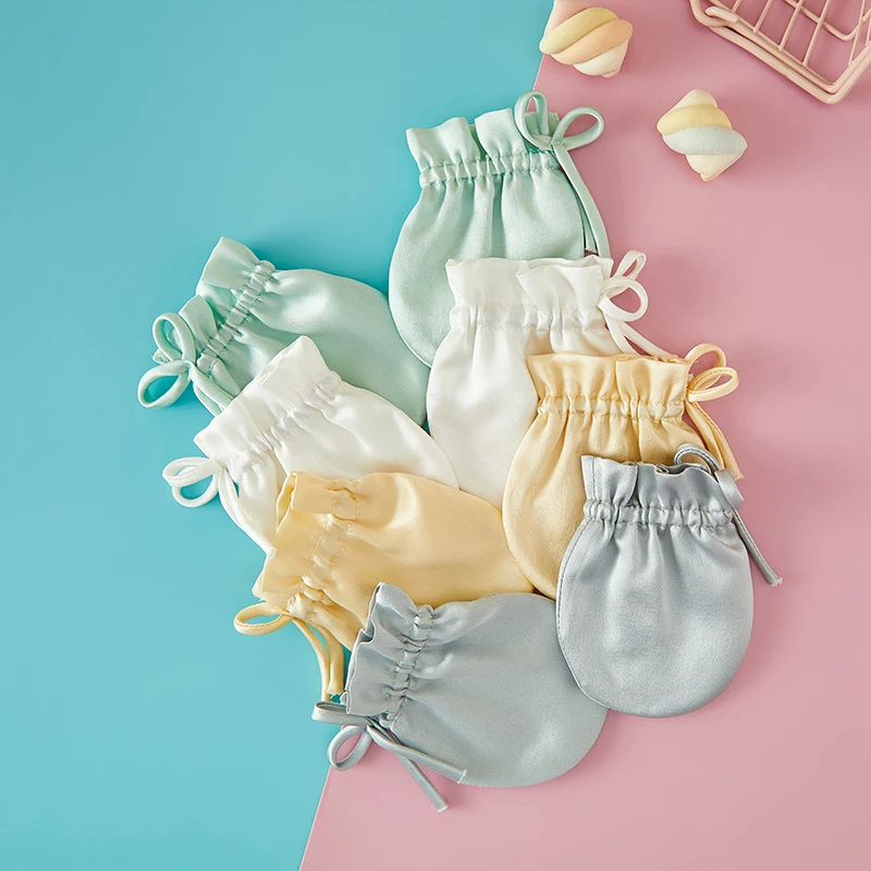 Customizable 100% mulberry silk baby anti-scratch face bag hand newborn thin breathable anti-eat hand gloves