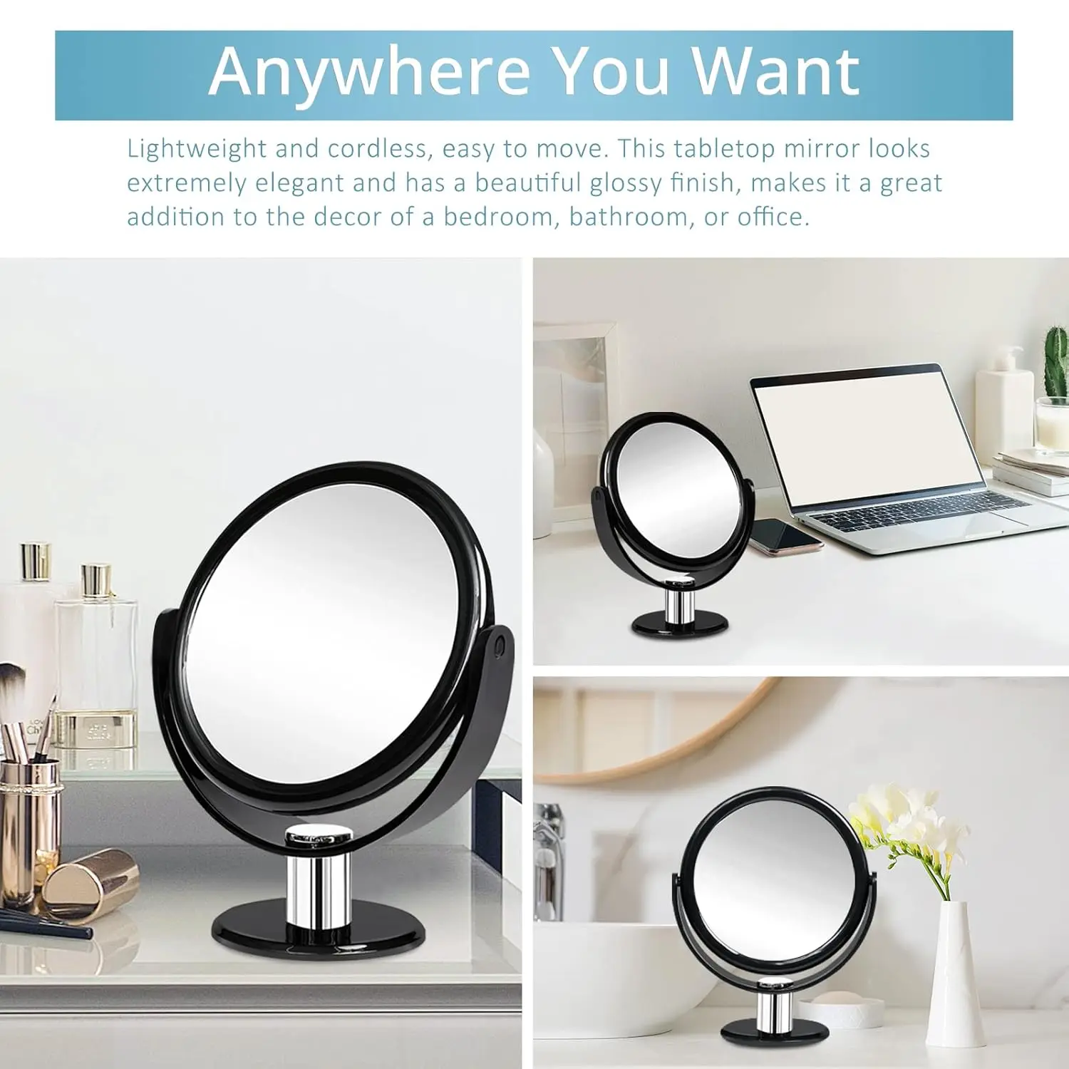 Customized Logo Portable 360 Design Double Sided Shaving Makeup Mirror Cute Beauty Mirror Trying Clothes Table Cosmetics