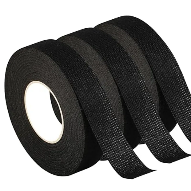 High-Temperature 20m Black Fuzzy Self-Adhesive Electrical Tape Wiring Loom Harness for Automotive Engine Masking Use