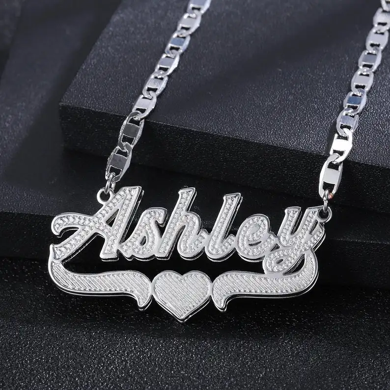 Hot Sale New Trending Gold/Silver Color Custom Name Double Plate Necklace