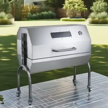 2024 Sell well factory big cooking area easy moving stainless steel motor gas or charcoal bbq grills for family garden party use