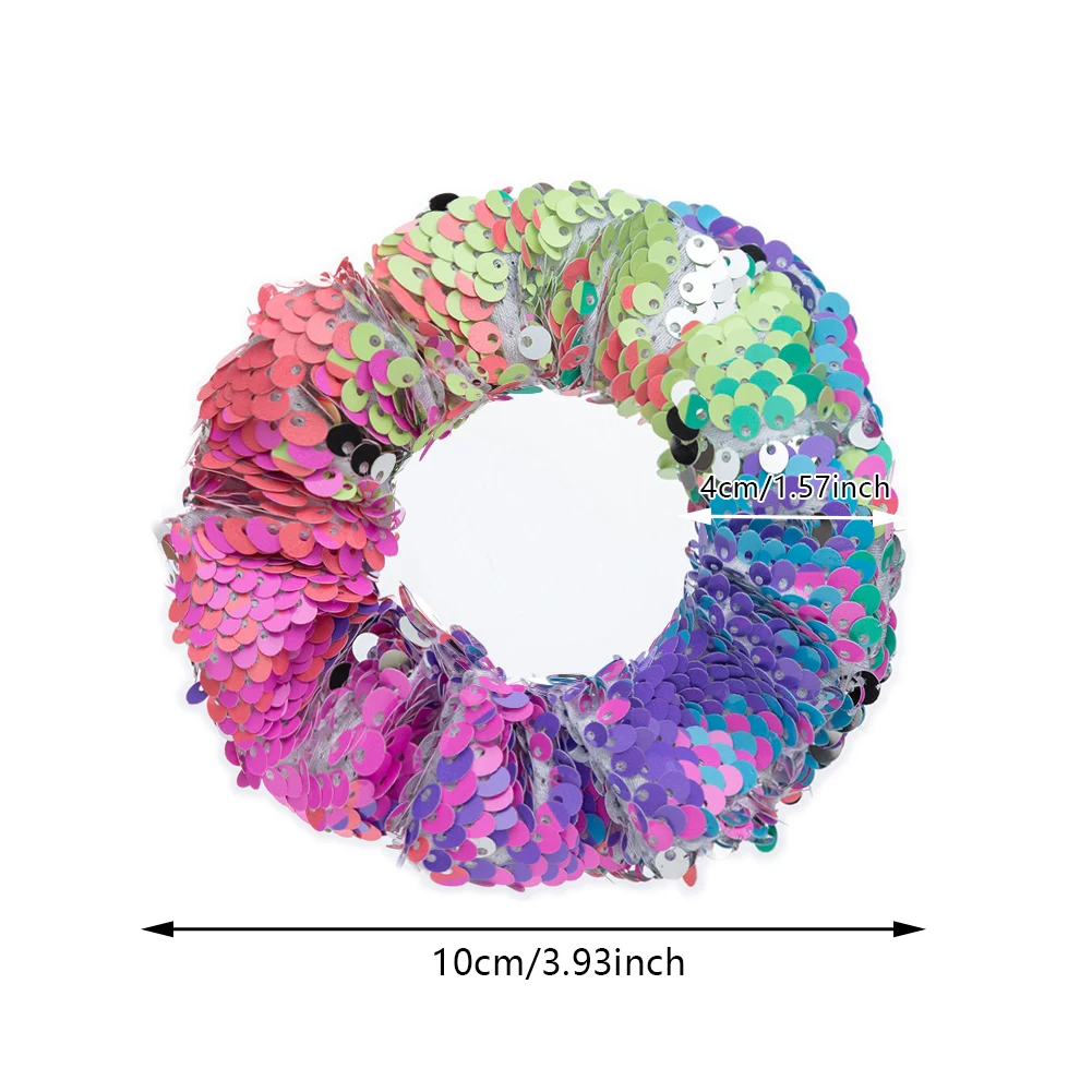 New Arrive Baby Girls Fold Over Sequin Scrunchies Colorful Hot Selling Hair Ties Party Birthday Hair Accessories