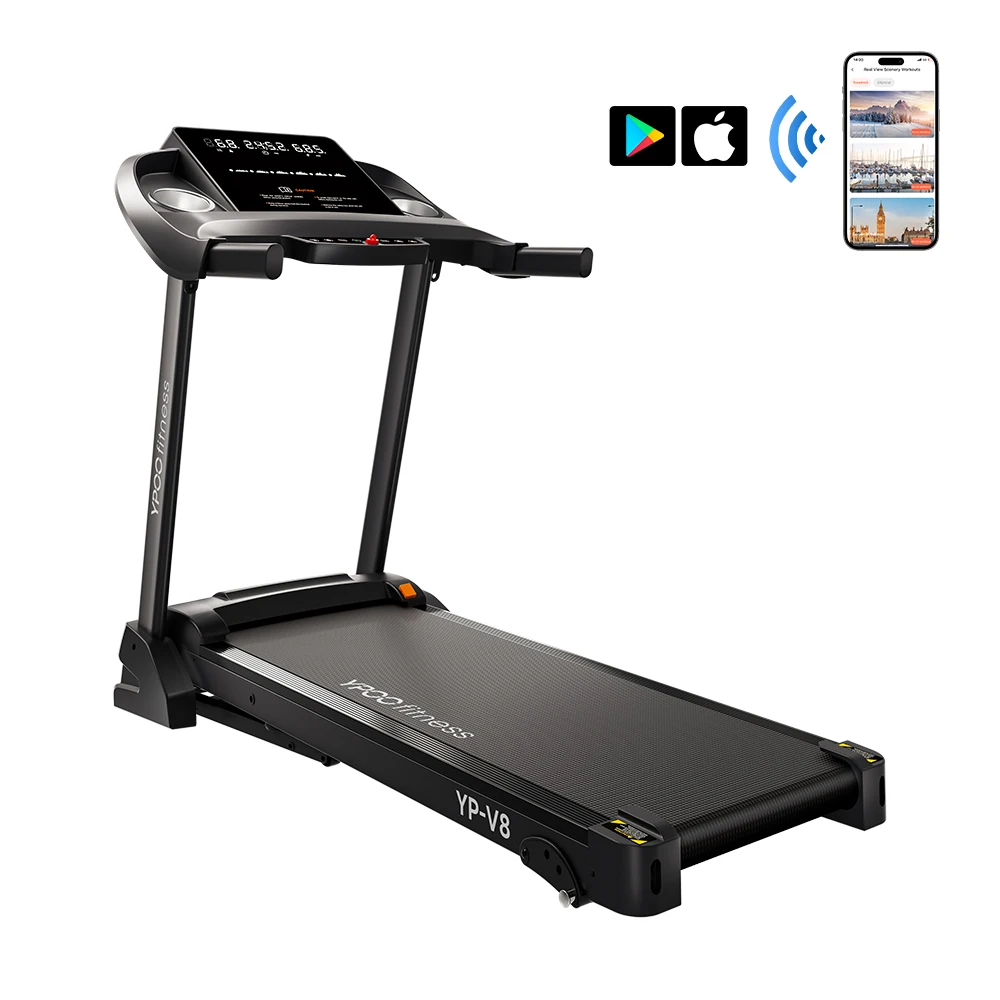 YPOO new  small home treadmill electric treadmill machine for home folding incline with YPOOFIT APP OEM treadmill factory