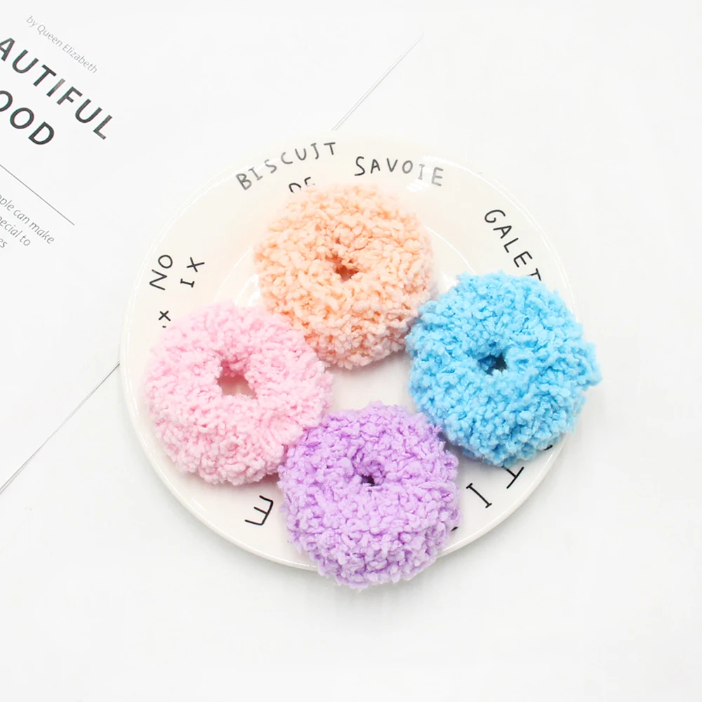 2021 high quality fashion luminous plush elastic hair scrunchies candy color hair tie for girls