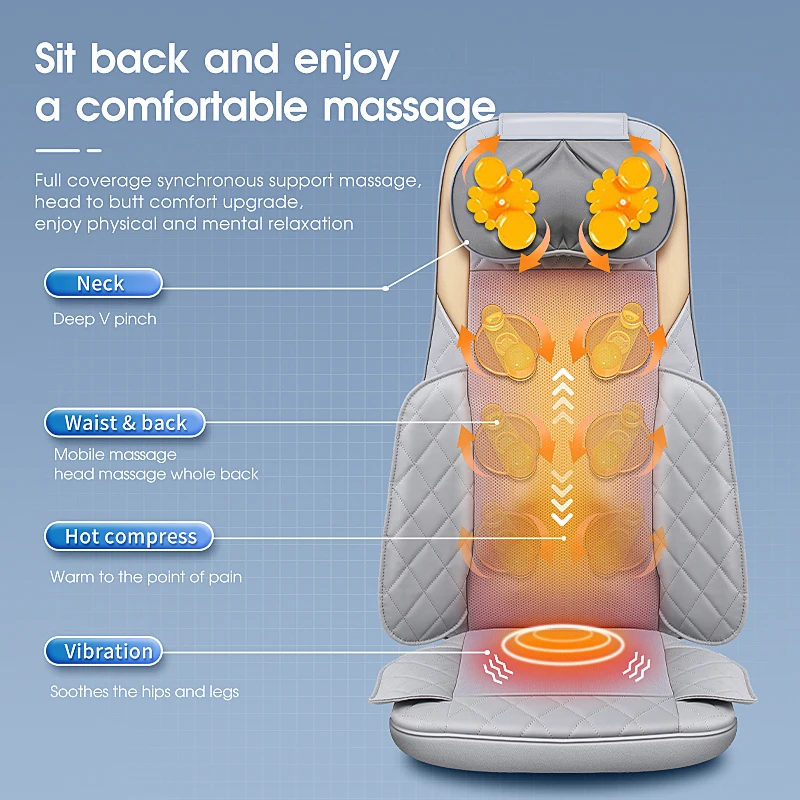 Full body acupressure massage chair back pain relief seat red light 3D kneading massage cushion home office chair car seat
