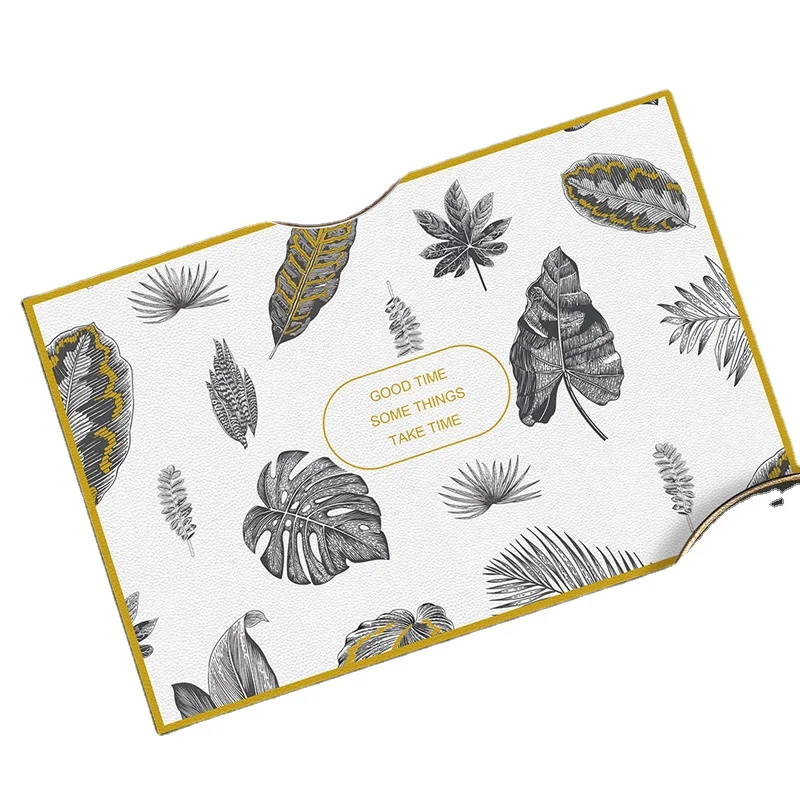 Nordic Plant PU Leather Placemat American Banquet Western Mat Household Kitchen Scrubbing Napkin Pads