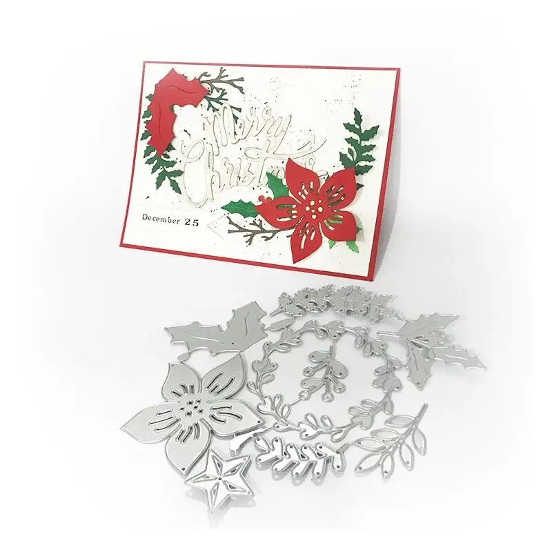 OEM die cut christams plants flower combo set christmas craft die cutting
