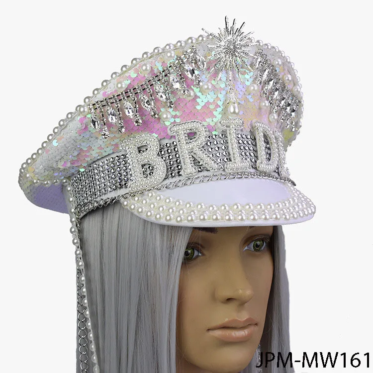 Wholesale Sequins Bride Captain Hat Bridal