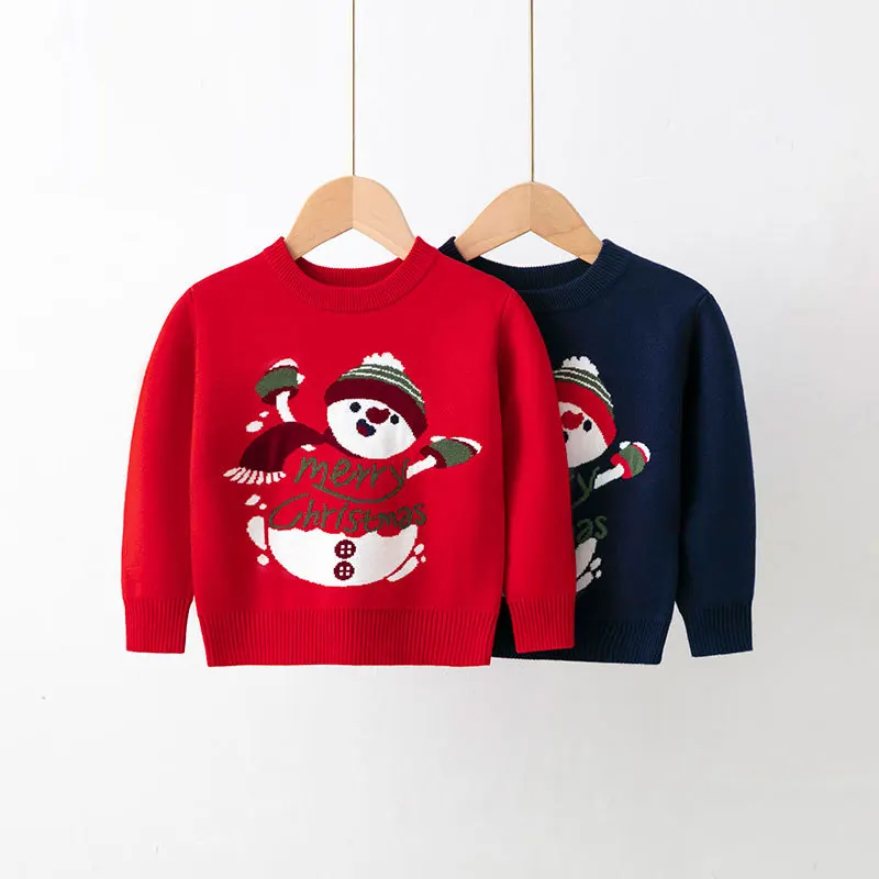 Little boys girls sweatshirt toddler kids Christmas clothes winter knit children pullover sweater for 2 - 10 years old