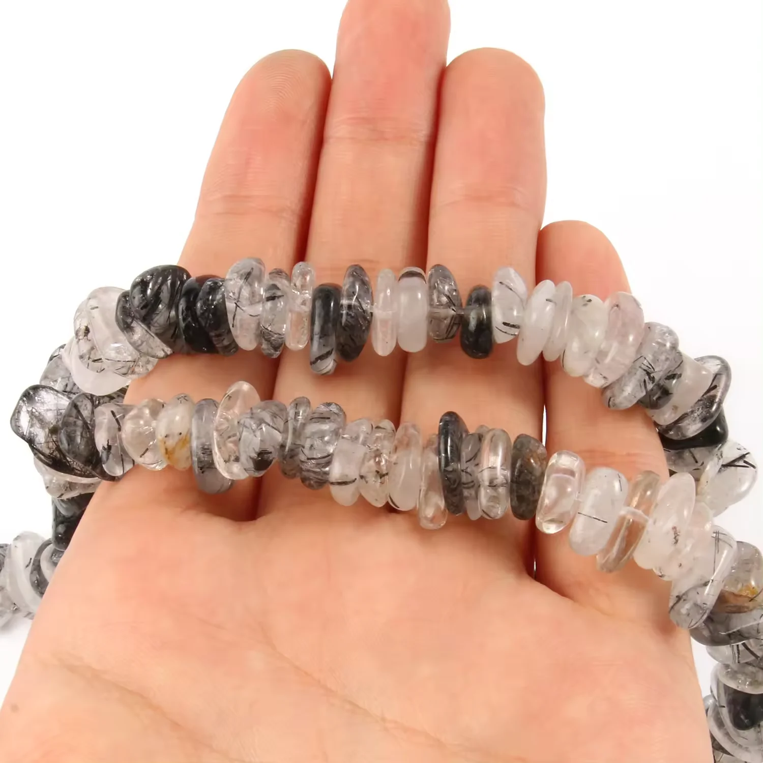 Irregular Black Agate Amethyst Tourmaline Stone Beads Loose Pebble Nugget Chips Jewelry Making Semi-Finished Semi-Precious Beads