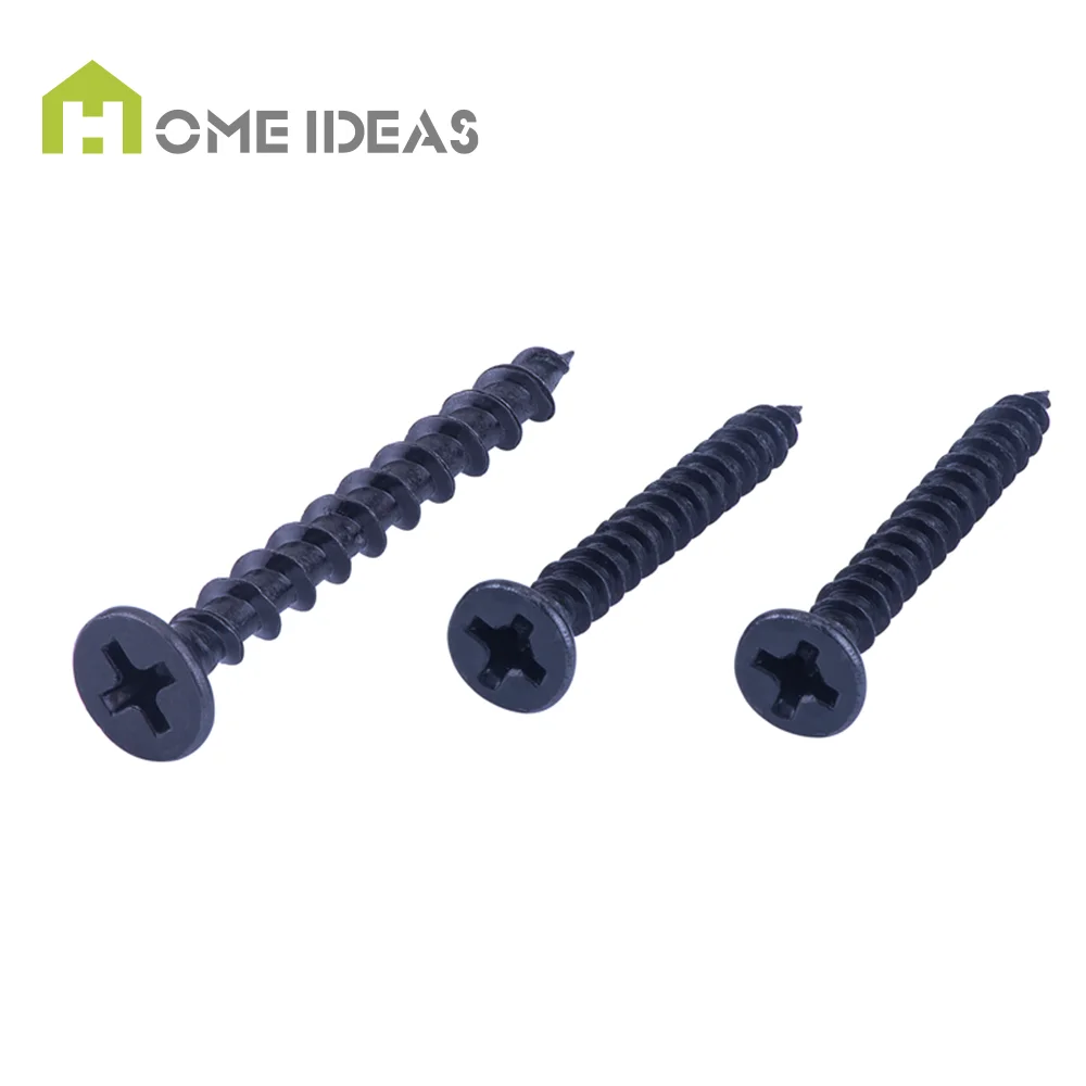 Factory Customized 20mm 40mm Carbon Steel Flat Head Self Tapping Screws Drywall Gypsum Screw Black