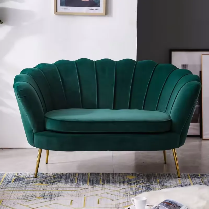 Home Furniture Luxury Modern 2 Seater Sofa Velvet Fabric Love Seat Sofa Bedroom Furniture Sofa Bed Nordic Style Pink White 30PCS