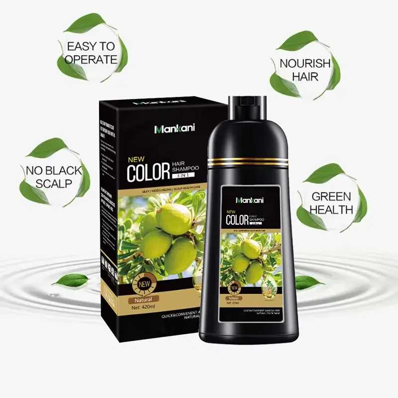 OEM Wholesale permanent 5 min argan oil dye black color hair shampoo for gray hair