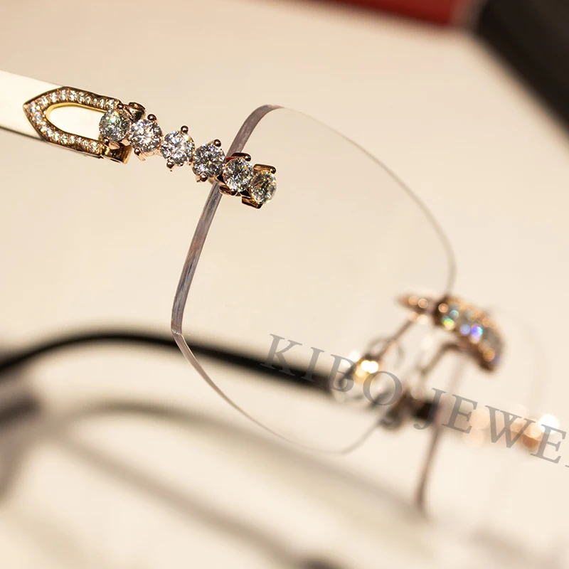 Wholesale Personal Custom Luxury Sunglasses Men Fine Jewelry 3mm VVS Moissanite Glasses For Men