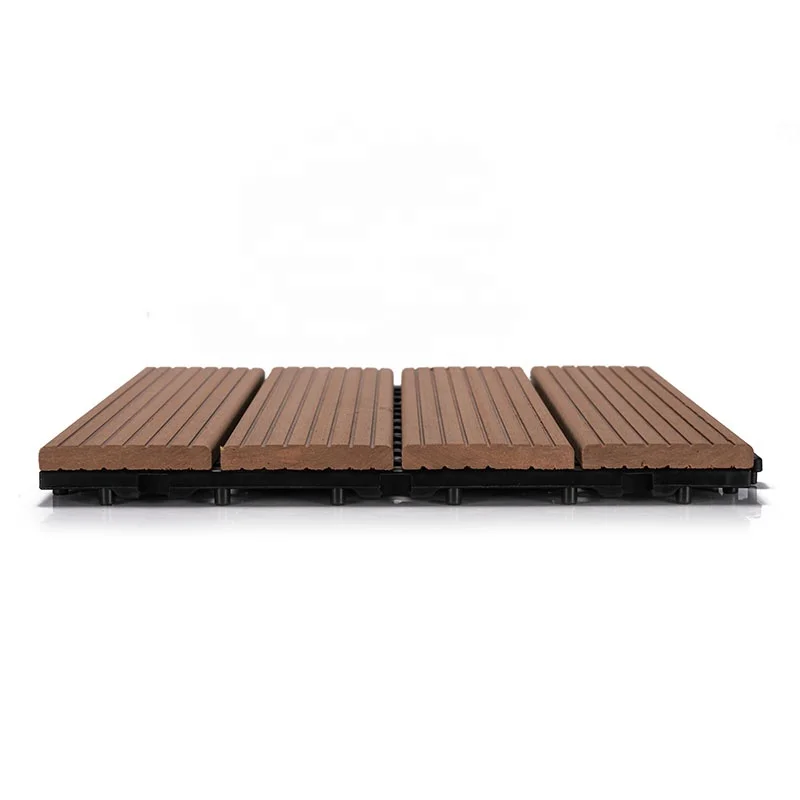 wholesale wood look brown engineered plastic wood interlocking composite outdoor deck tiles