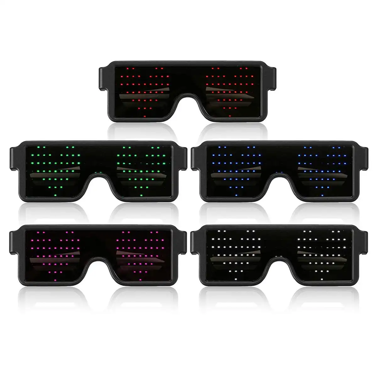 Wholesale Large Plastic LED Light-Up Shutter Glasses Funny Party Eyewear 8 Modes USB Rechargeable Party Gifts