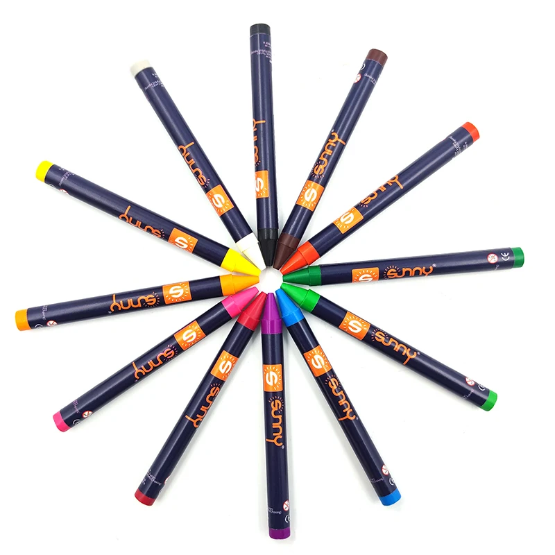 
12 colros Good Quality Solid Material Non-Toxic Rainbow Colors Wax Crayon For Kids Gift 