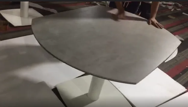 Extendable Ceramic top White Metal Base design furniture dining table with oval laminated swivel top