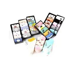 High quality Fashion Stripes Fruits Number Animals Designs Short Women Socks With Box