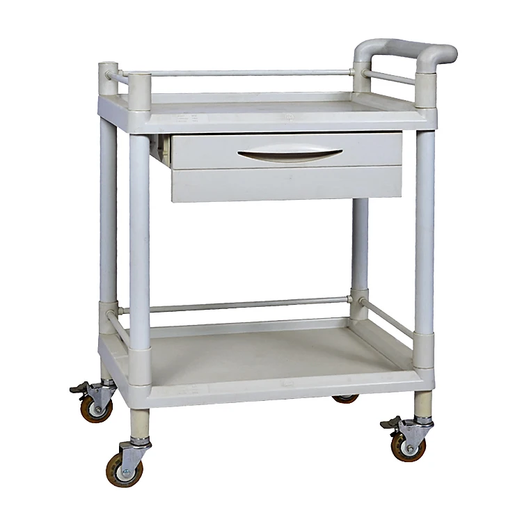 Manufacturer direct hospital medicine plastic drawer medical trolley with wheels