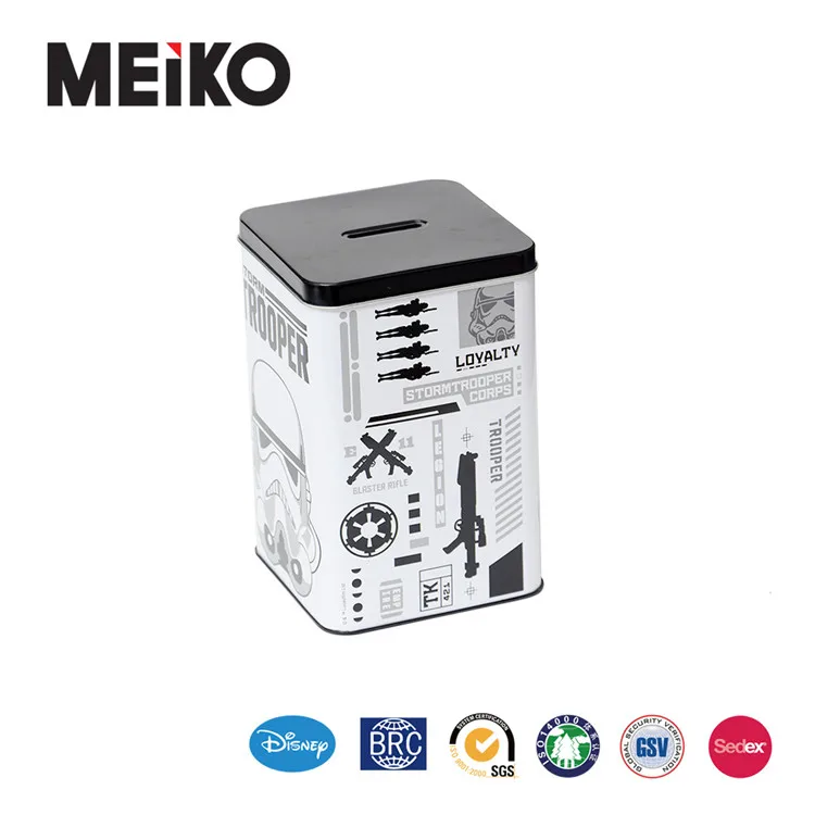 milk bucket money Coin tin box tube with handle and plastic slot