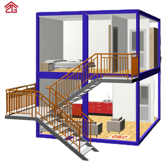 America-style Cheap Double-decked Prefab Mobile Homes Container House Modern Hotel CG Customizable Sandwich Panel Shop Window