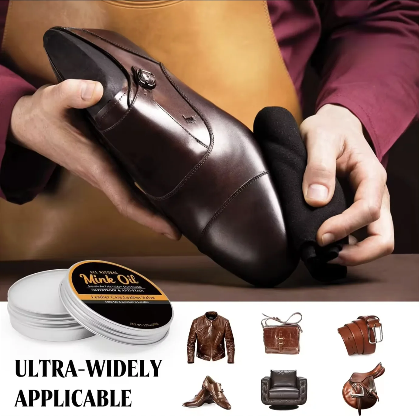 Leather Shoe Protect Perfect Waterproof Footwear Care Leather & vinyl Shoe Polish High Water Repelling Deep Nourish Mink oil