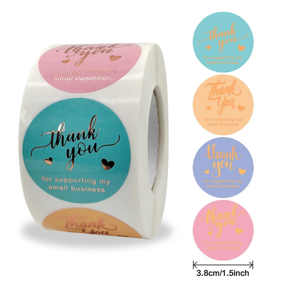 Hot Sale Private Label Custom Logo Business Adhesive Stickers Thank You for Purchase Sticker Roll for Package Envelope