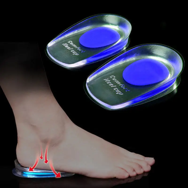 Soft Silicone Gel Insoles for heel spurs pain Foot cushion Foot Massager Care Half Heel Insole Pad Height Increase