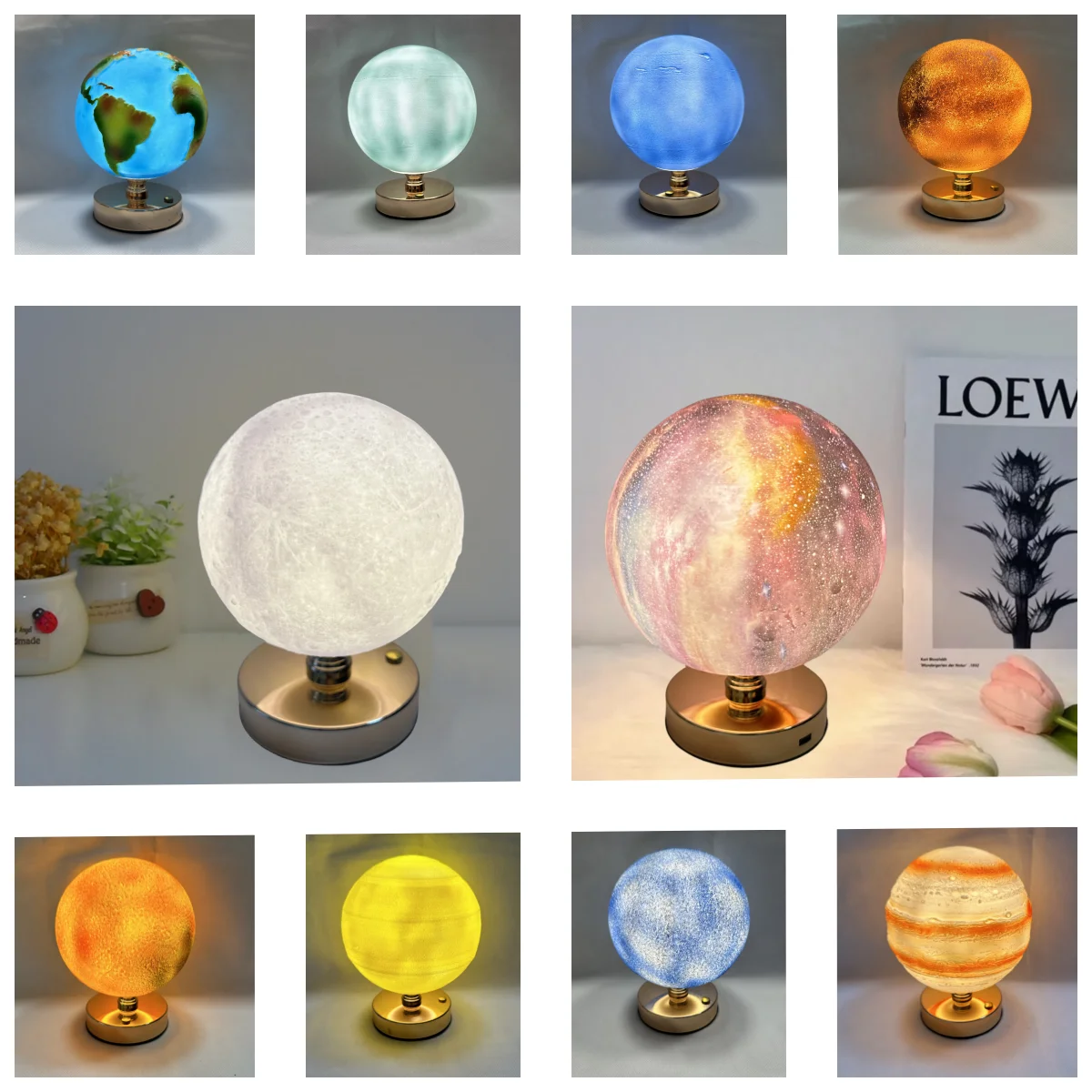 Creative Metal Table Lamp Moon Lamp Wireless Charging Touch Bar Ambient Light Bedside Desk Lamp Iron Night Light