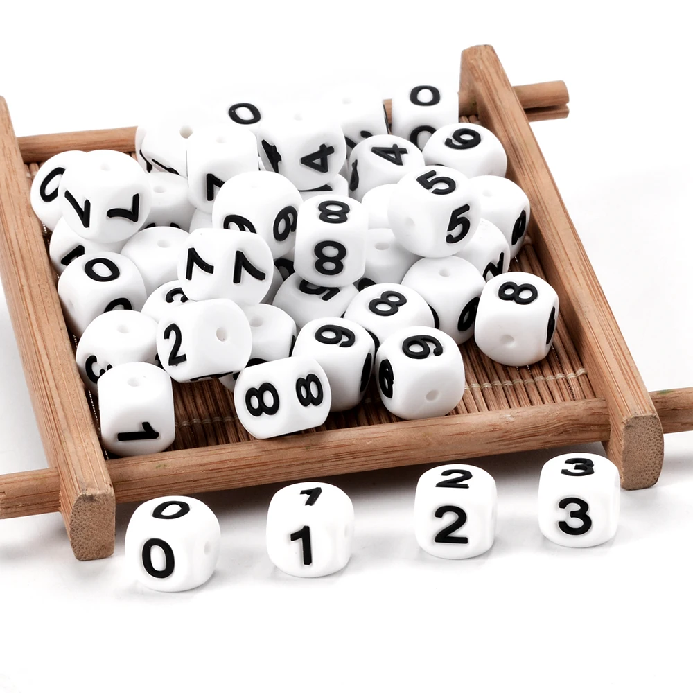 Wholesale Soft BPA Free Food Grade Silicone Number 12mm Beads 0 to 9 For Baby Teething And DIY Keychain Pens