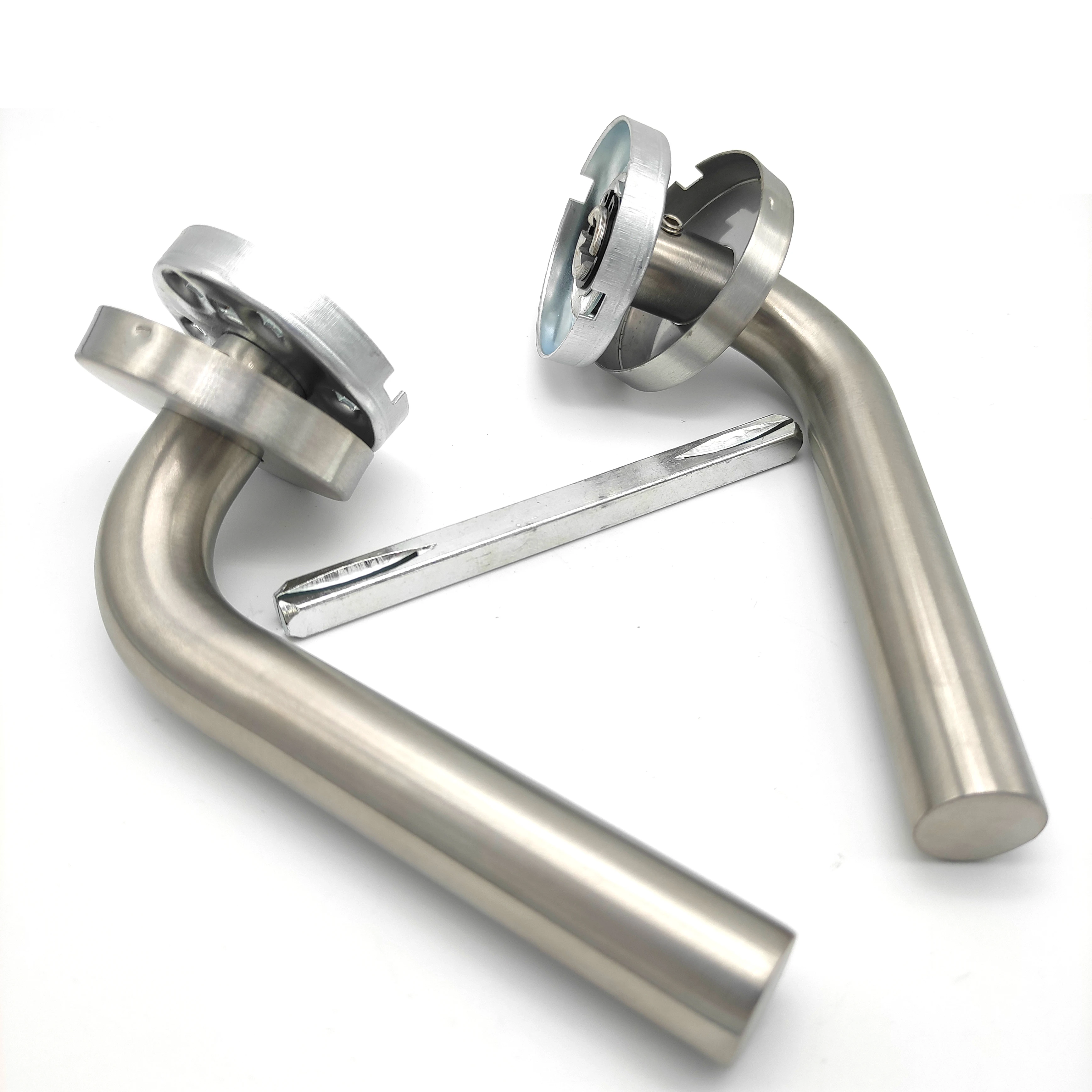 Прямая Заводская поставка, дверная ручка из нержавеющей стали, двойная изогнутая полая трубчатая ручка