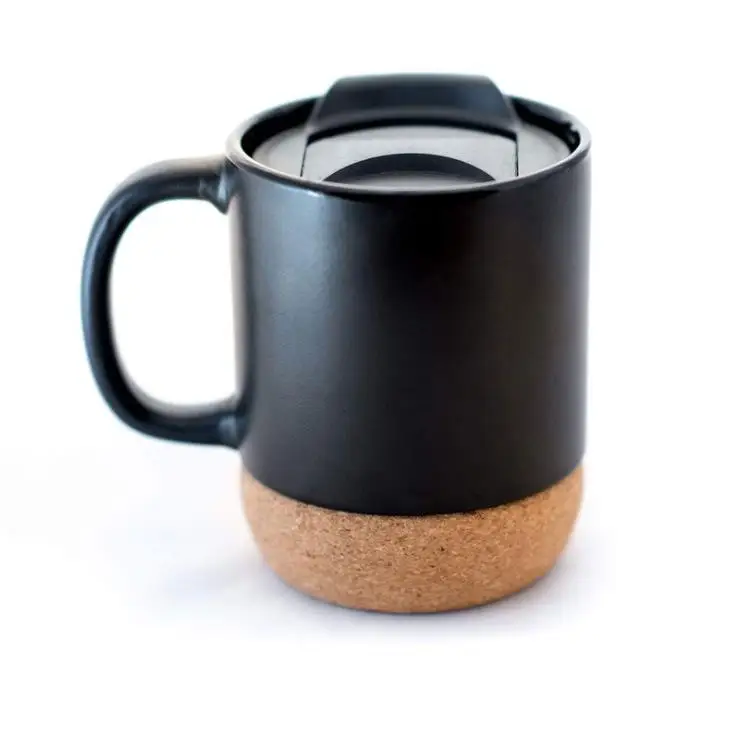 Export Black Ceramic Mark Coffee Cup Office Water Cup Cork Bottom Breakfast Milk Cup