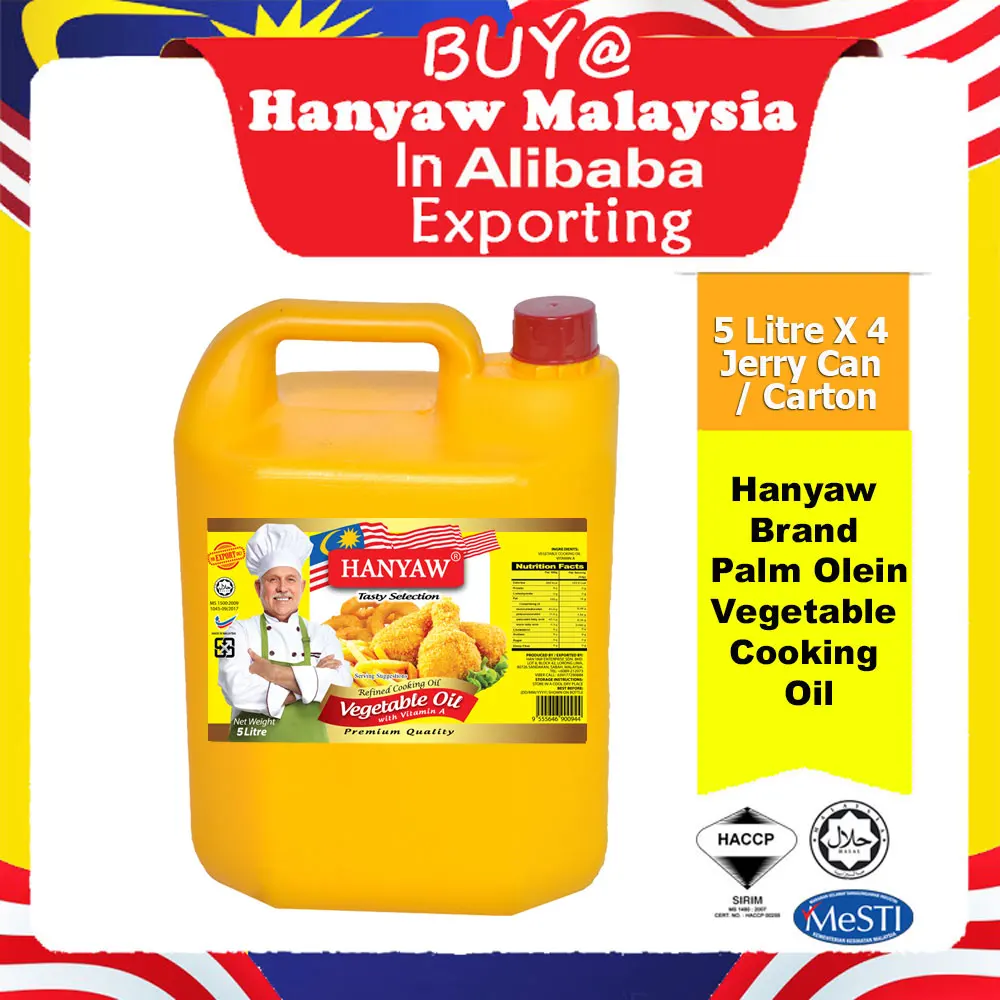 [Malaysia] Fast Shipping + Halal Certified Hanyaw Brand Olein CP8 Palm Oil Vegetable Cooking Oil ( 5 Litre/ Jerry Can )