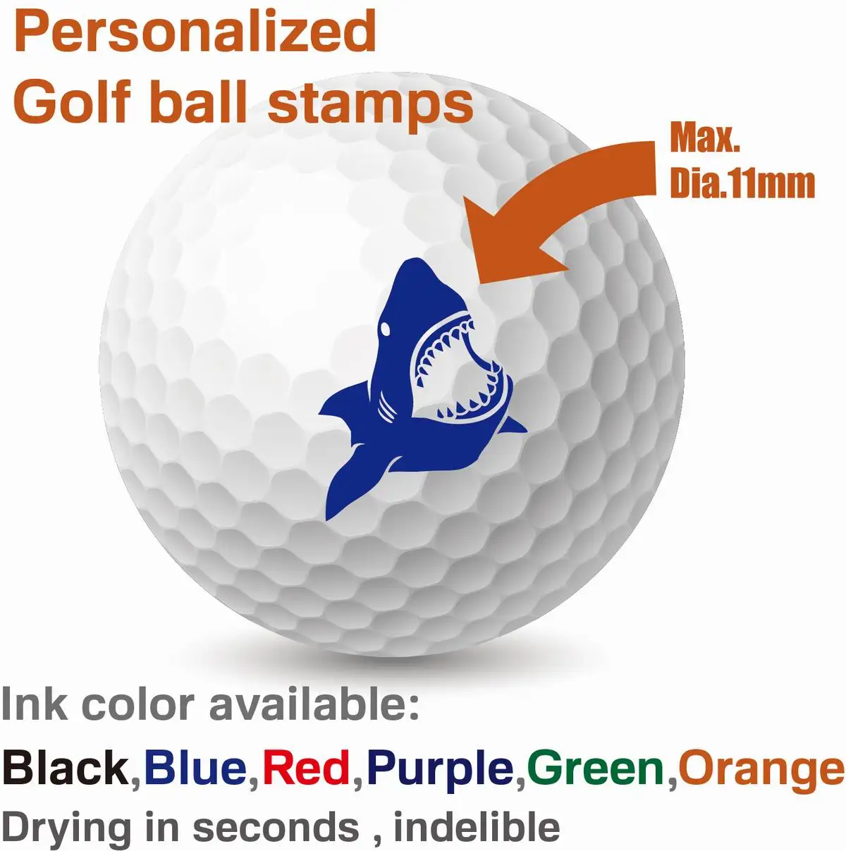 Personalized golf balls stamper quick drying ink plastic golf ball stamper