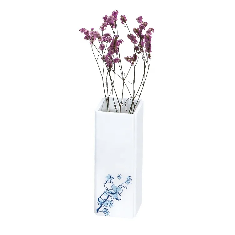 Low moq Custom logo printed acrylic luxury hotel  guest room accessories decorative resin   vase