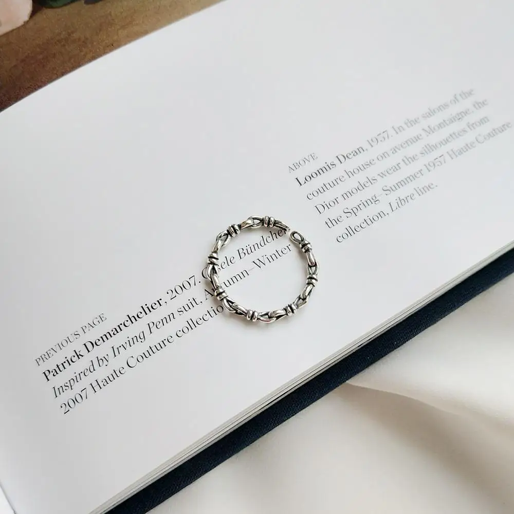 Custom Made Personality Korean Minimalist Vintage Joker Handmade Black 925 Sterling Silver Cheap Simple Punk Rings For Couples