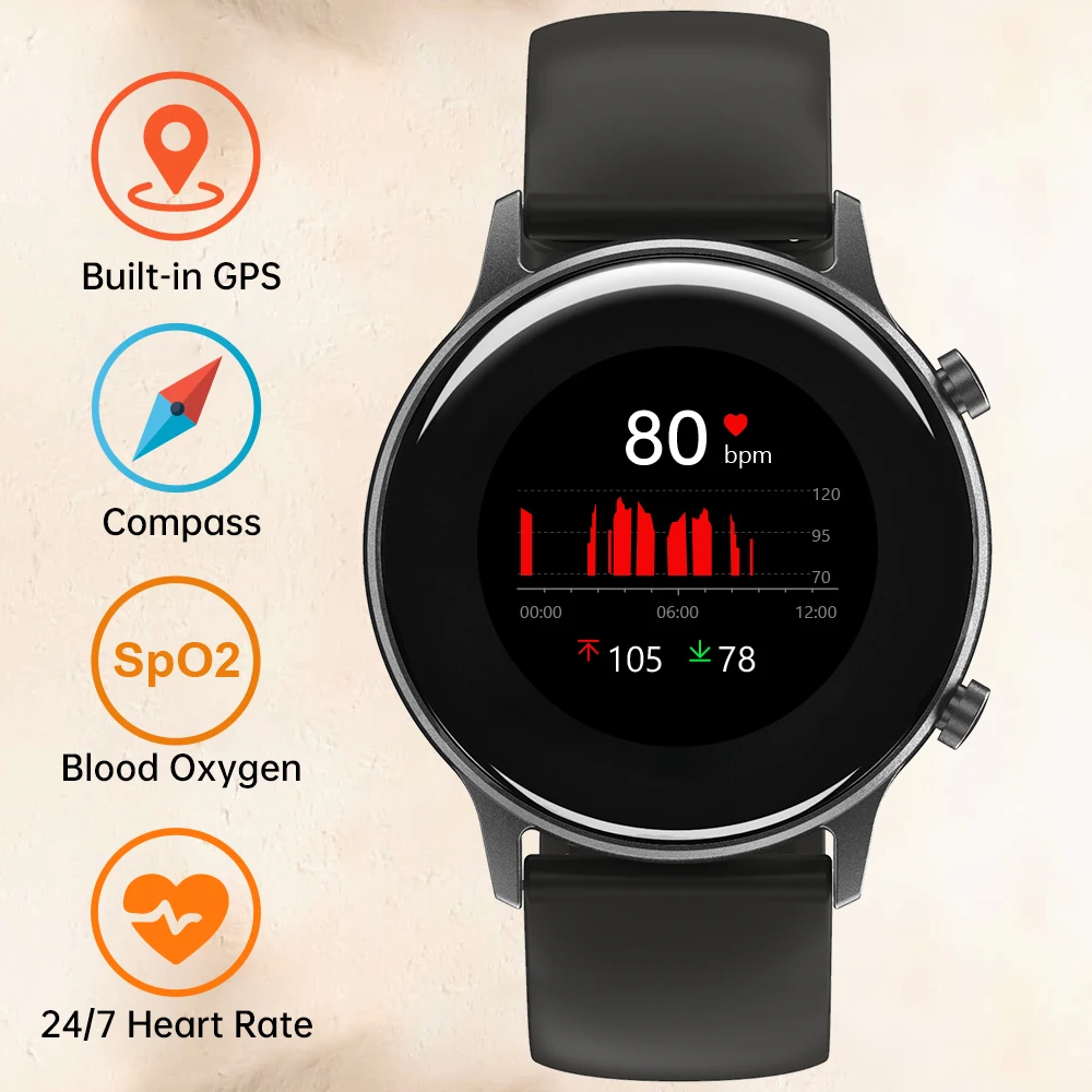  Смарт-часы UMIDIGI Urun для мужчин и женщин встроенный GPS фитнес-трекер монитор уровня кислорода в крови 5 АТМ Android IOS