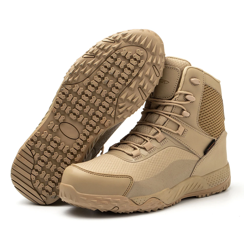 Anti Puncture Leather Breathable Safety Shoes Outdoor Water-resistant Rubber EVA Sole Nylon Hiking Boot