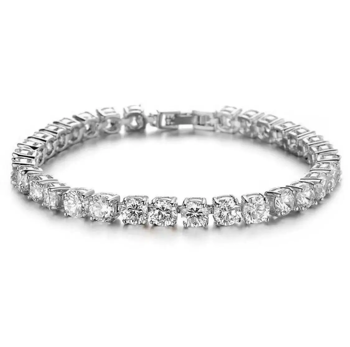 JINQI Women Luxury Jewelry Classic Design AAA+ Round 0.5 Carat Cubic Zircon Diamond Tennis Bracelet