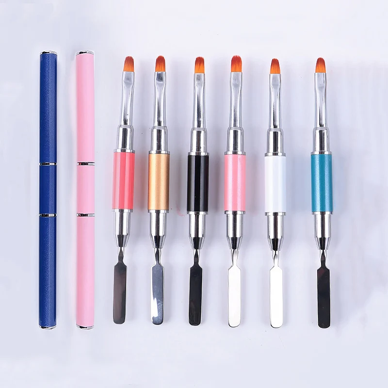 Wholesale Professional Metal Handle Dual-end 3D Poly Gel Nail Art brush Pen