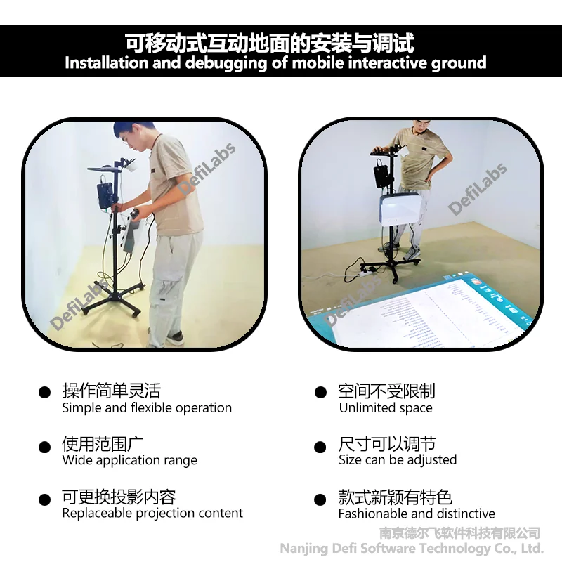 DefiLabs interactive floor ground  wall projection system apply for kids, wedding, advertising, indoor and outdoor