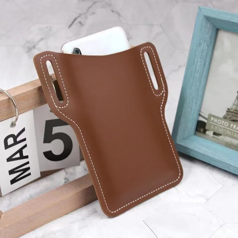 PU Leather Phone Bag Leather Cell Phone Holder For Belt Portable Mobile Phone Storage Case Packaging Bag