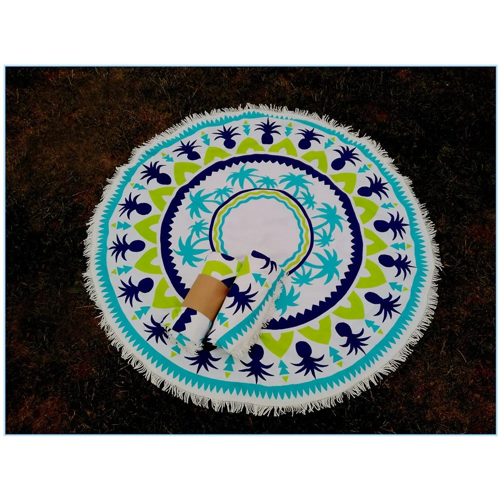 Summer Wholesale Outdoor 150*150Cm Custom High Quality 100% Microfiber Quick Dry Round Beach Towel