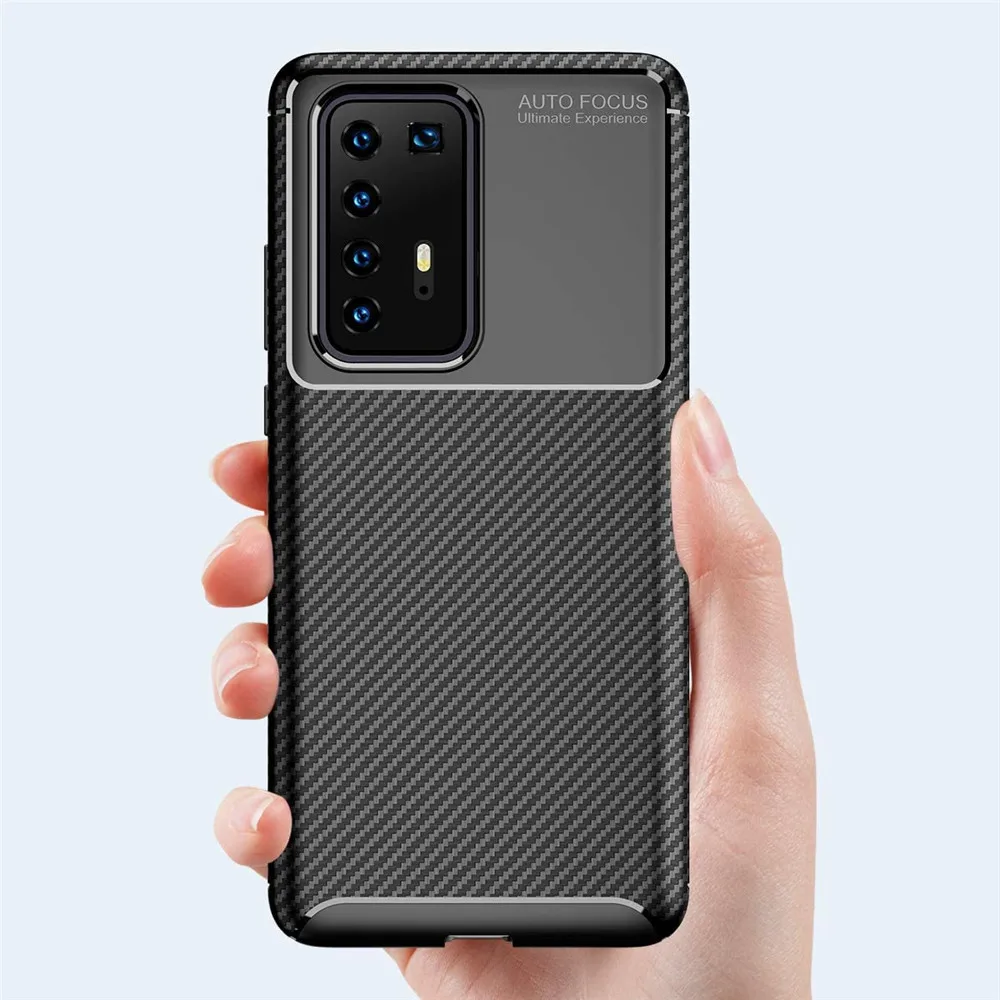 Laudetc Carbon Fiber Brushed TPU Silicone Soft Case for huawei p40 p40 lite p30 p30 pro mate 30 for huawei model