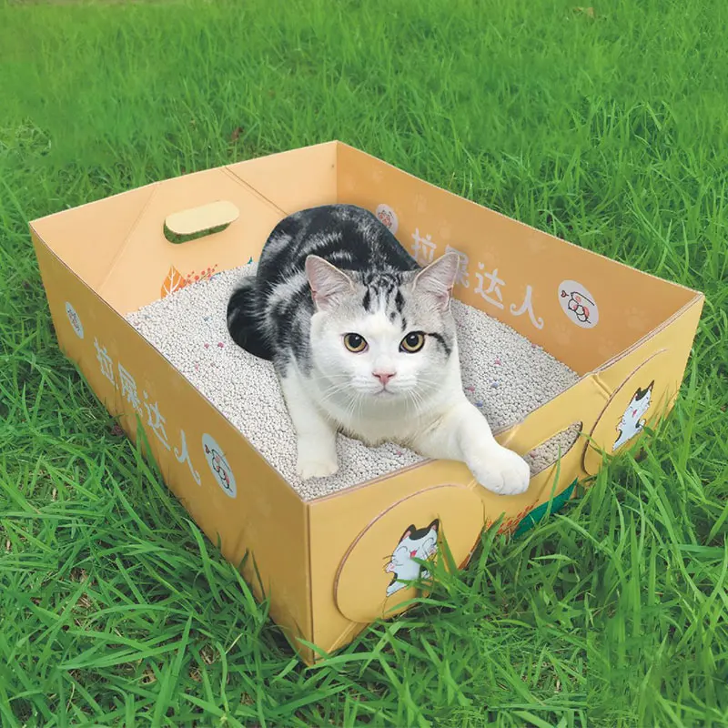 Disposable travel portable foldable and disposable thickened anti splashing cat litter basin toilet pet box