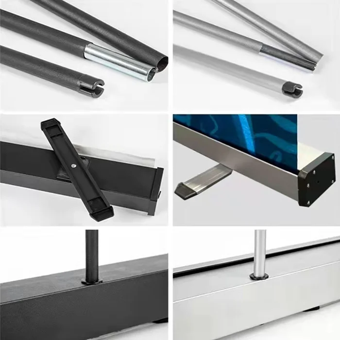 Hot selling poster banner roller shutter display rack silver luxury telescopic roller shutter display rack logo display rack