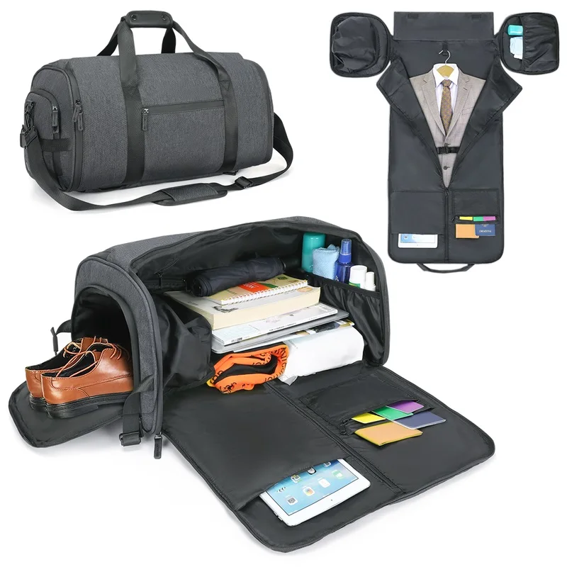 OEM Men Rolling Garment Cover Unisex Foldable Travel Suit Bag with Shoe Pocket Garment Suite case Travelling Bags Luggage