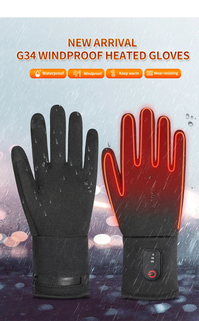 Winter Rechargeable battery heated gloves,thin riding gloves for men women, Heated electric Glove Liners with Touch Screen