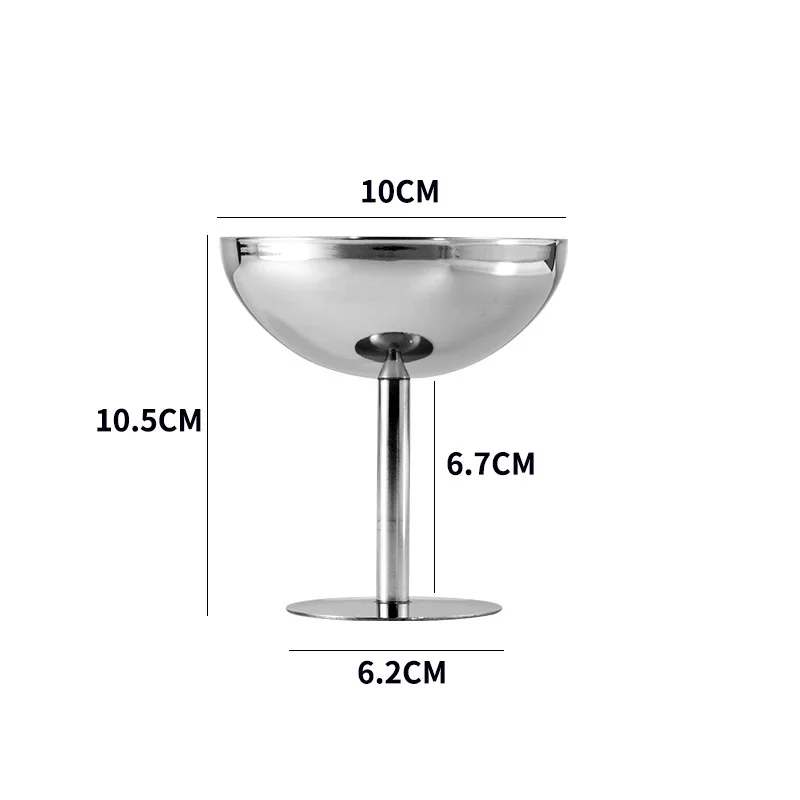 Stainless steel ice cream glass tall ice cream glass Sturdy stylish goblets